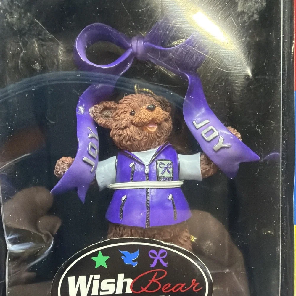 Wish Bear Christmas‎ Ornament 2000 2001  purple What's your wish